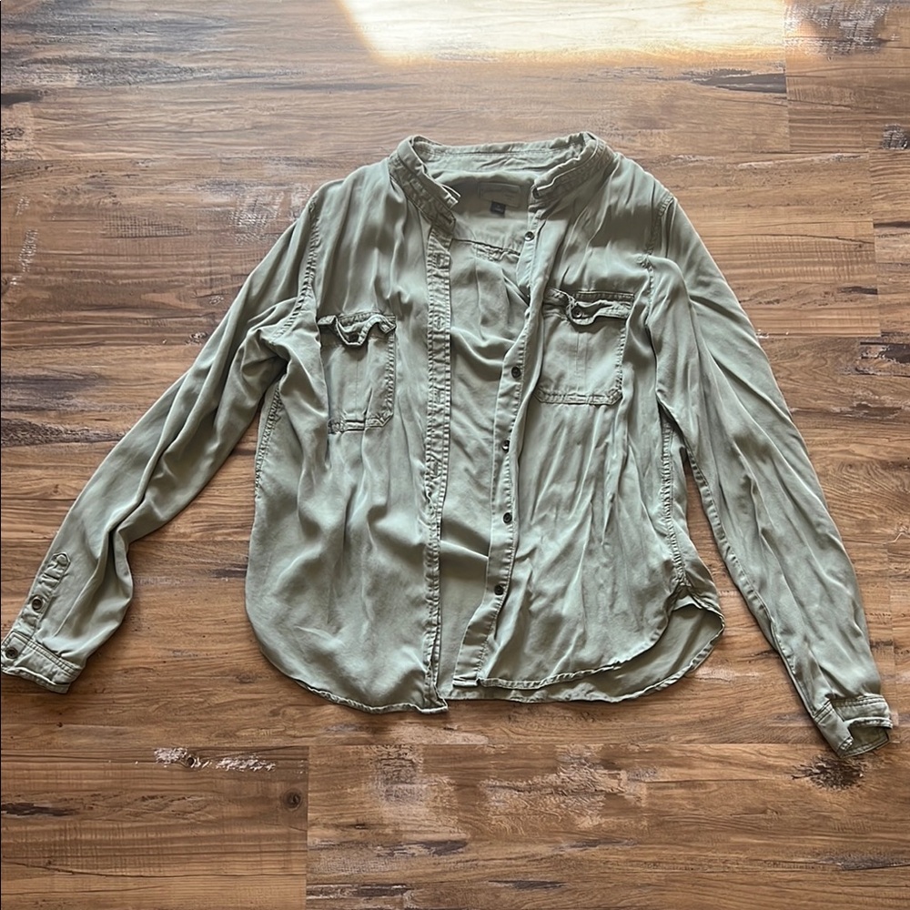 Olive Green Women's Button-Up Top